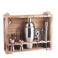 NNEOBA 11PC Bartender Cocktail Shaker Mixer Kit with Wooden Shelf-0