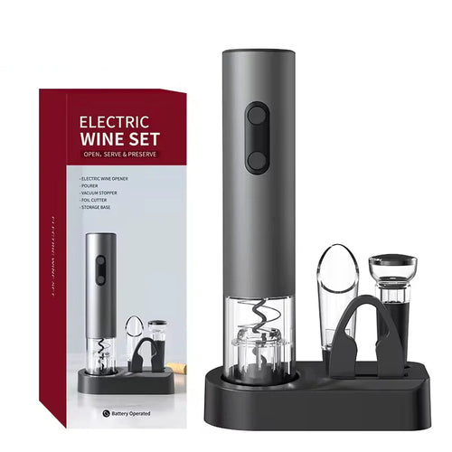 NNEOBA Smart Kitchen Accessories 4-in-1 Electric Wine Opener Gift Set Black-0