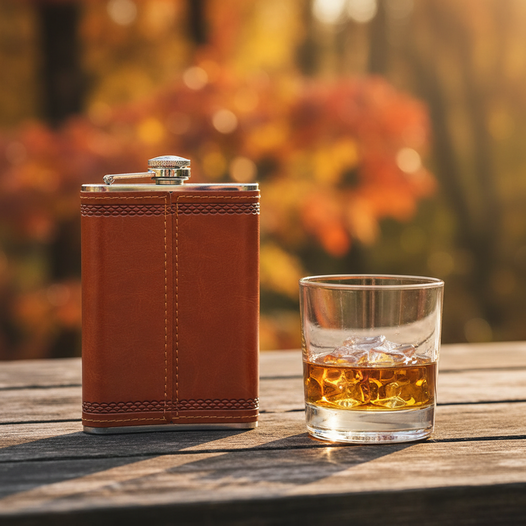 9oz Leather Hip Flask Lifestyle