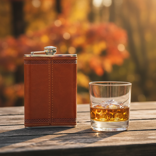 9oz Leather Hip Flask Lifestyle