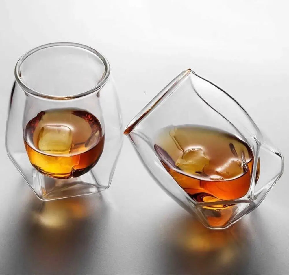 Four Corner Double Walled Whiskey Tasting Glasses | Set of 2 Snifter Glasses