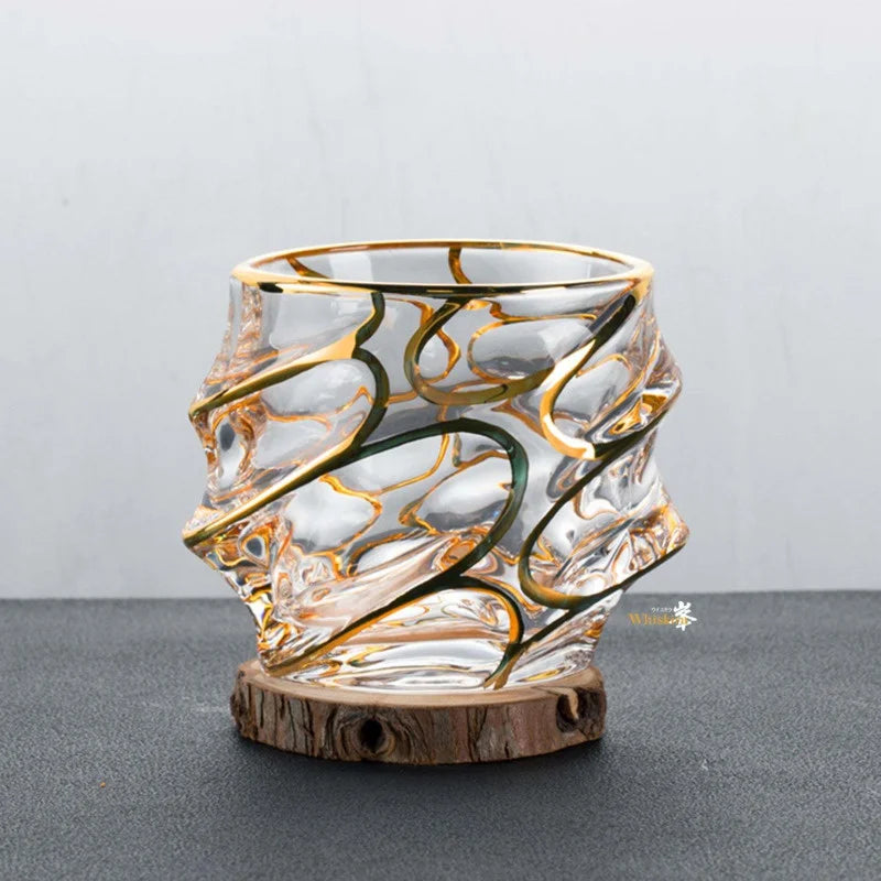 Gold Line Whiskey Tumbler Set | Premium Crystal Barware