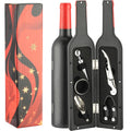 5-Piece Wine Accessory Gift Set | Corkscrew & Bottle-Shaped Case