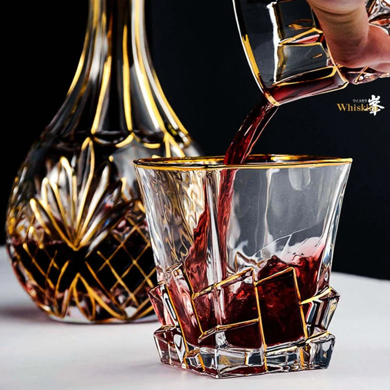 Gold Line Whiskey Tumbler Set | Premium Crystal Barware