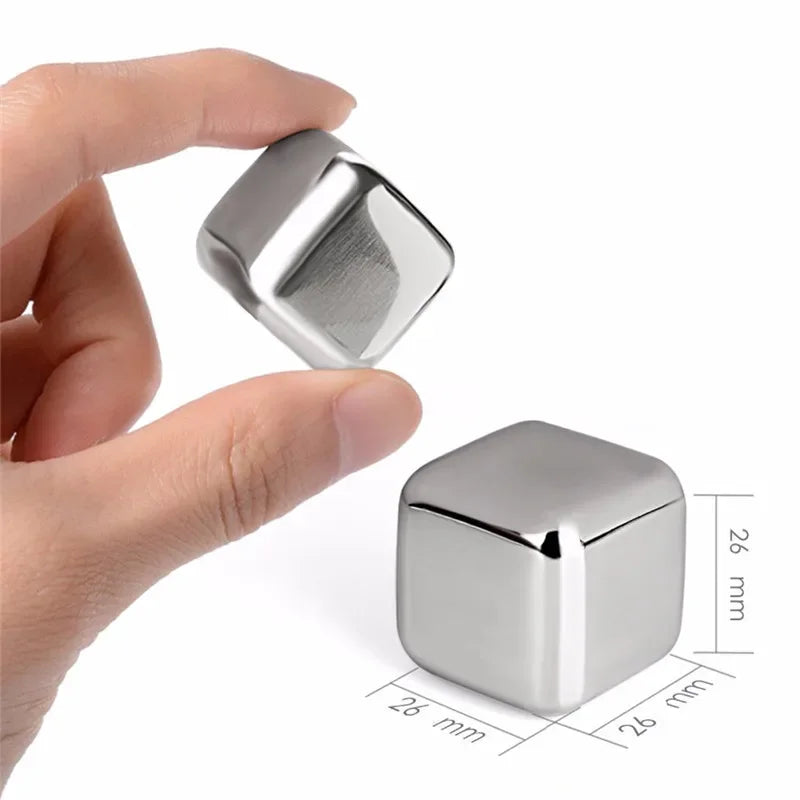 Stainless Steel Whiskey Ice Cubes - Reusable Chilling Stones with Tong