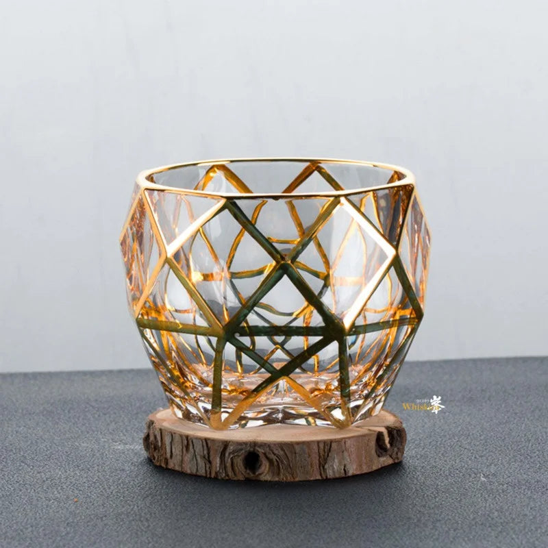 Gold Line Whiskey Tumbler Set | Premium Crystal Barware
