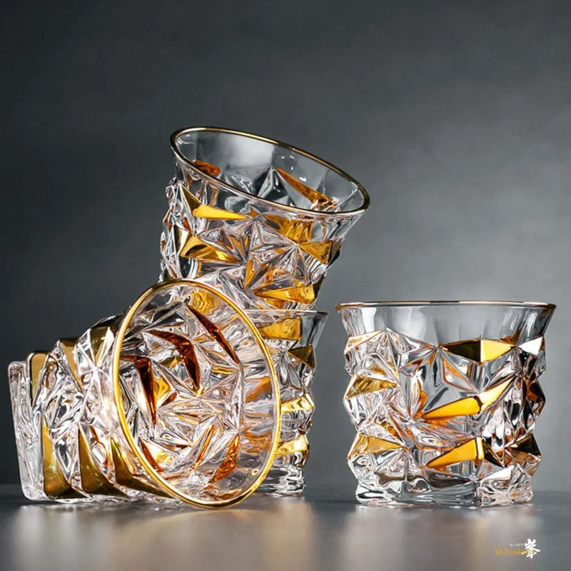 Gold Line Whiskey Tumbler Set | Premium Crystal Barware