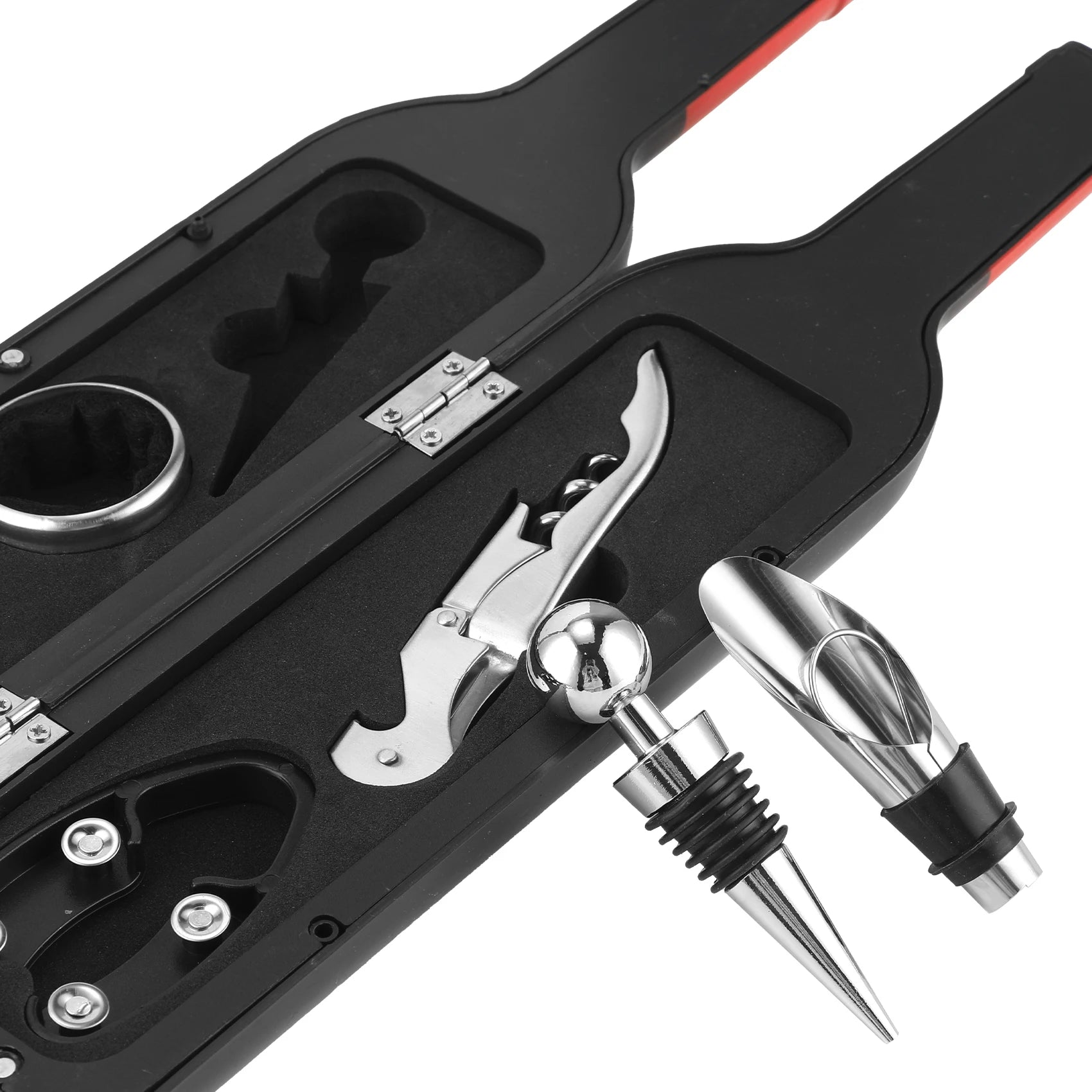 5-Piece Wine Accessory Gift Set | Corkscrew & Bottle-Shaped Case
