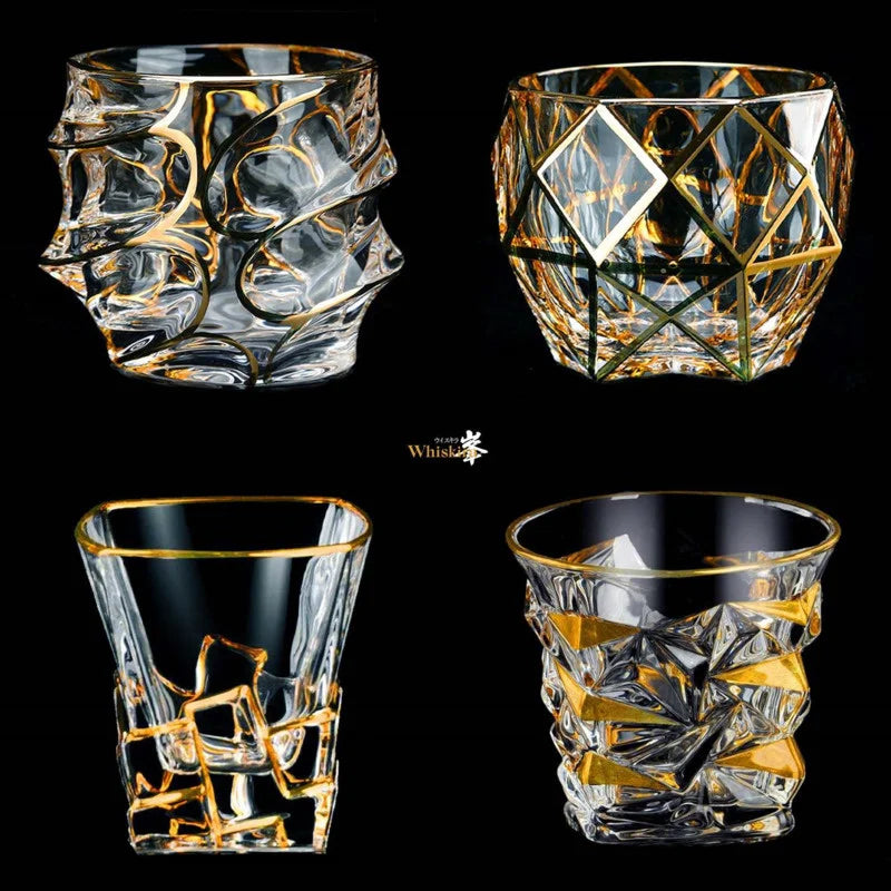 Gold Line Whiskey Tumbler Set | Premium Crystal Barware