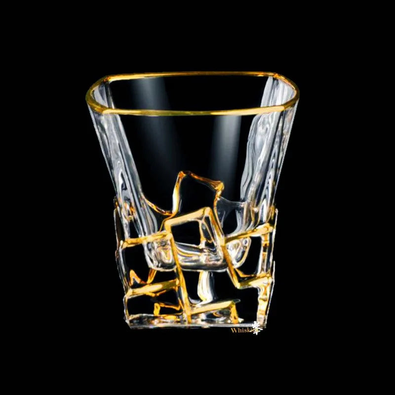 Gold Line Whiskey Tumbler Set | Premium Crystal Barware