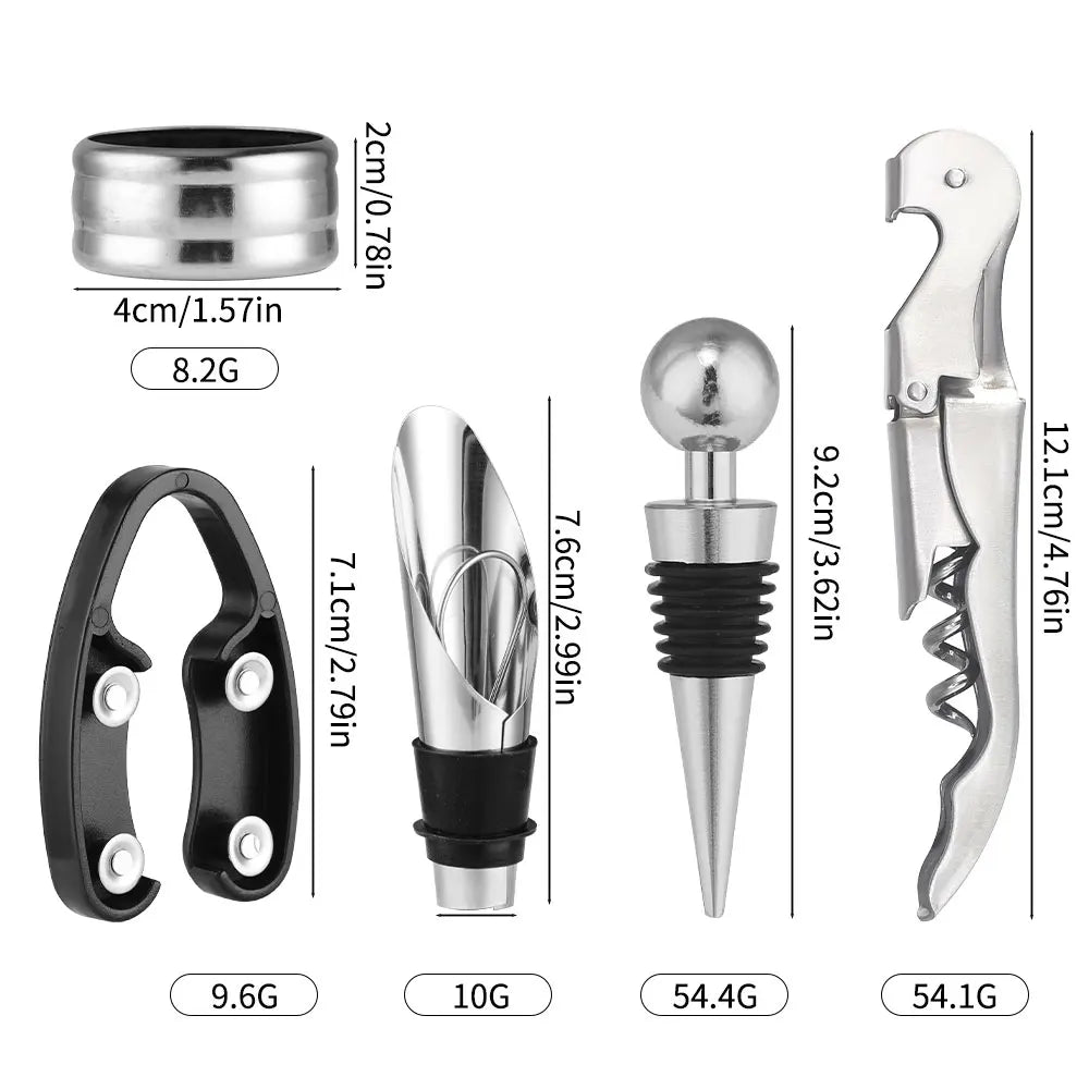 5-Piece Wine Accessory Gift Set | Corkscrew & Bottle-Shaped Case