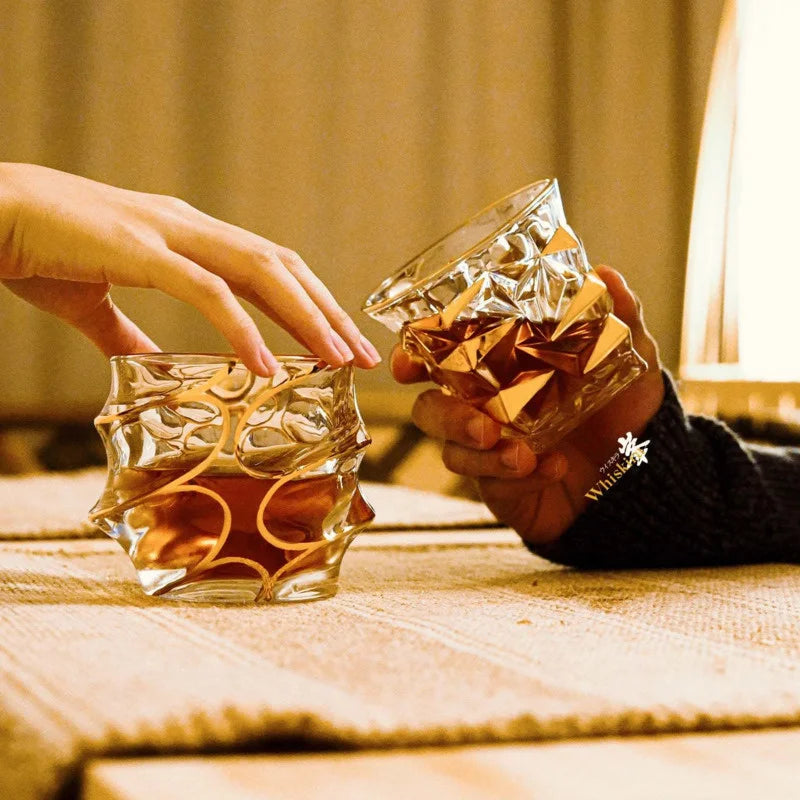 Gold Line Whiskey Tumbler Set | Premium Crystal Barware