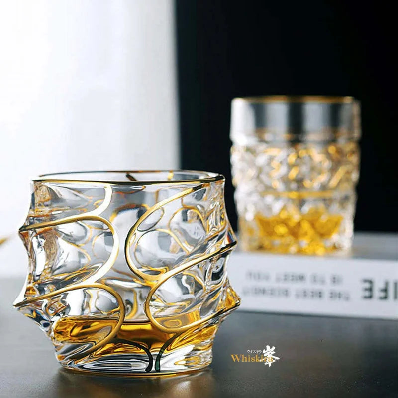 Gold Line Whiskey Tumbler Set | Premium Crystal Barware