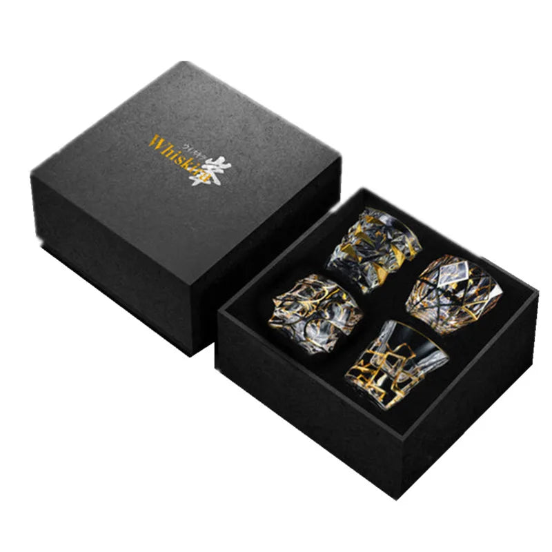 Gold Line Whiskey Tumbler Set | Premium Crystal Barware