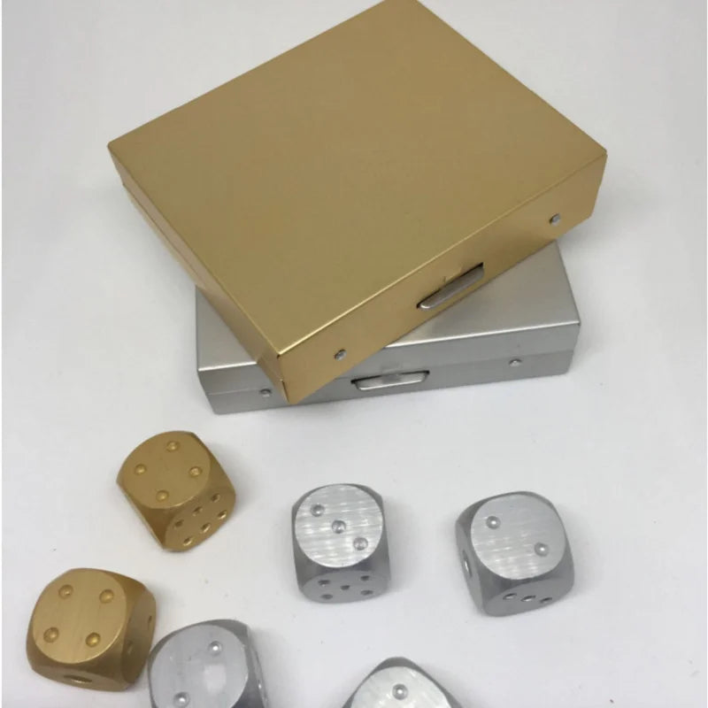 Aluminium Dice Whiskey Stones Set with Metal Case (5 Pack)