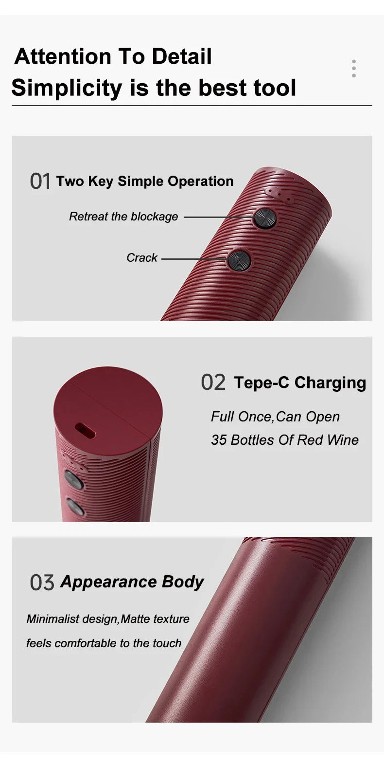 Electric Wine Opener | USB Rechargeable Automatic Corkscrew
