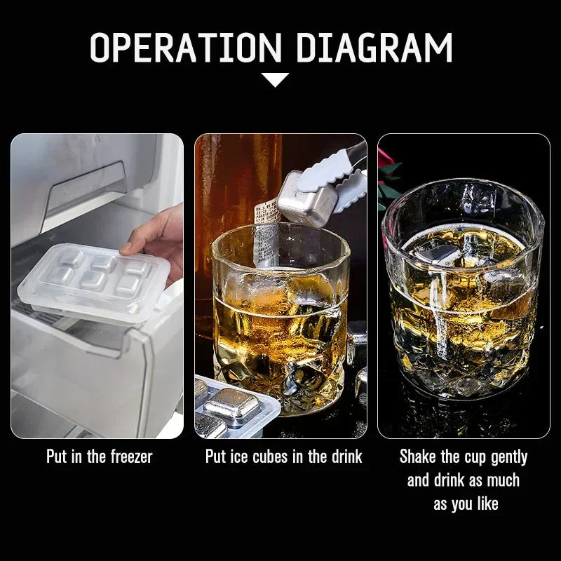 Stainless Steel Whiskey Stones | Reusable Ice Cubes for Whisky & Wine