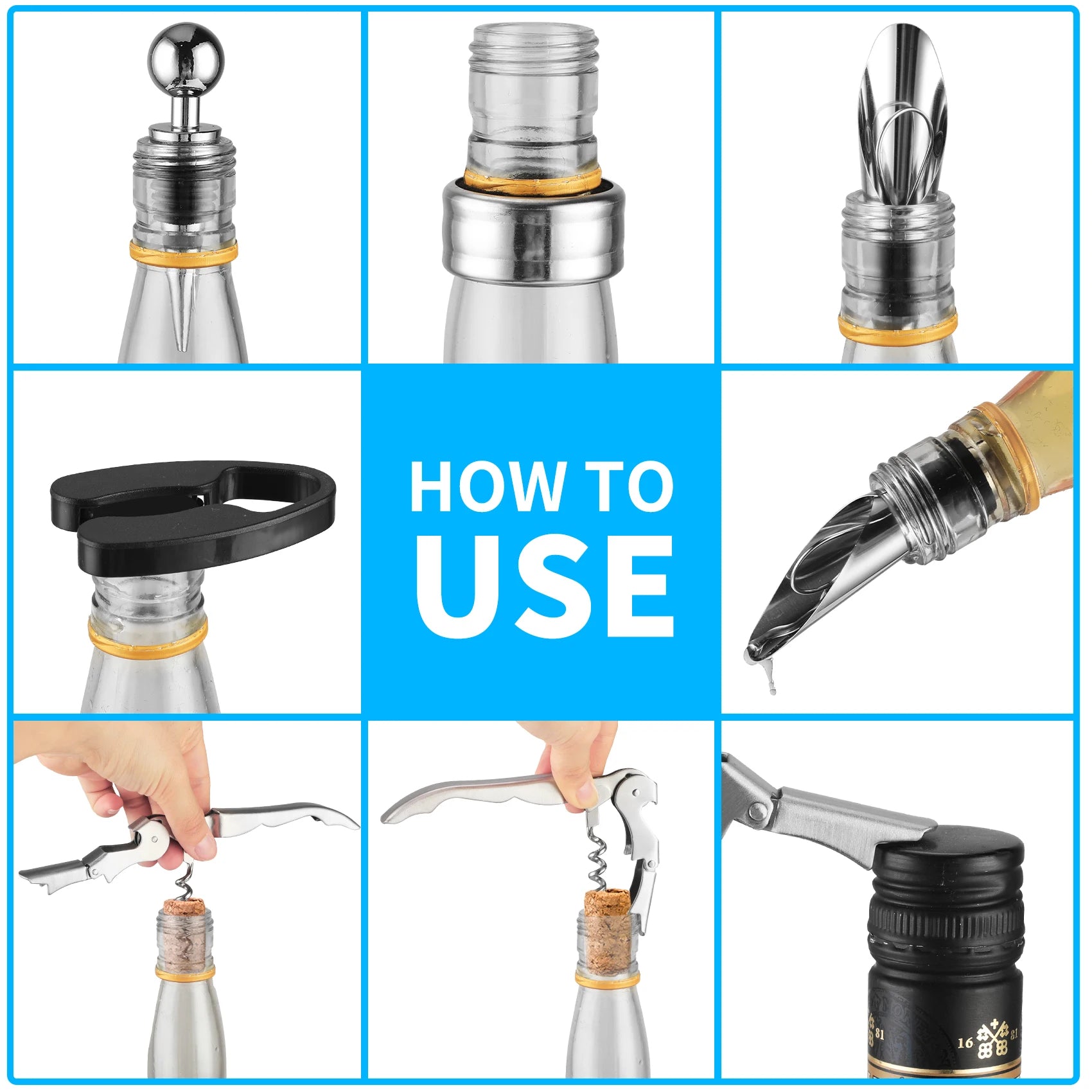 5-Piece Wine Accessory Gift Set | Corkscrew & Bottle-Shaped Case