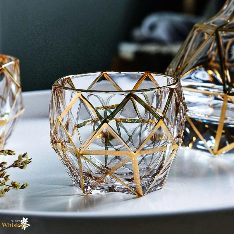Gold Line Whiskey Tumbler Set | Premium Crystal Barware