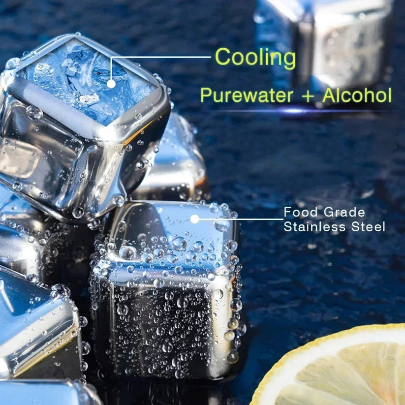 Stainless Steel Whiskey Stones | Reusable Ice Cubes for Whisky & Wine