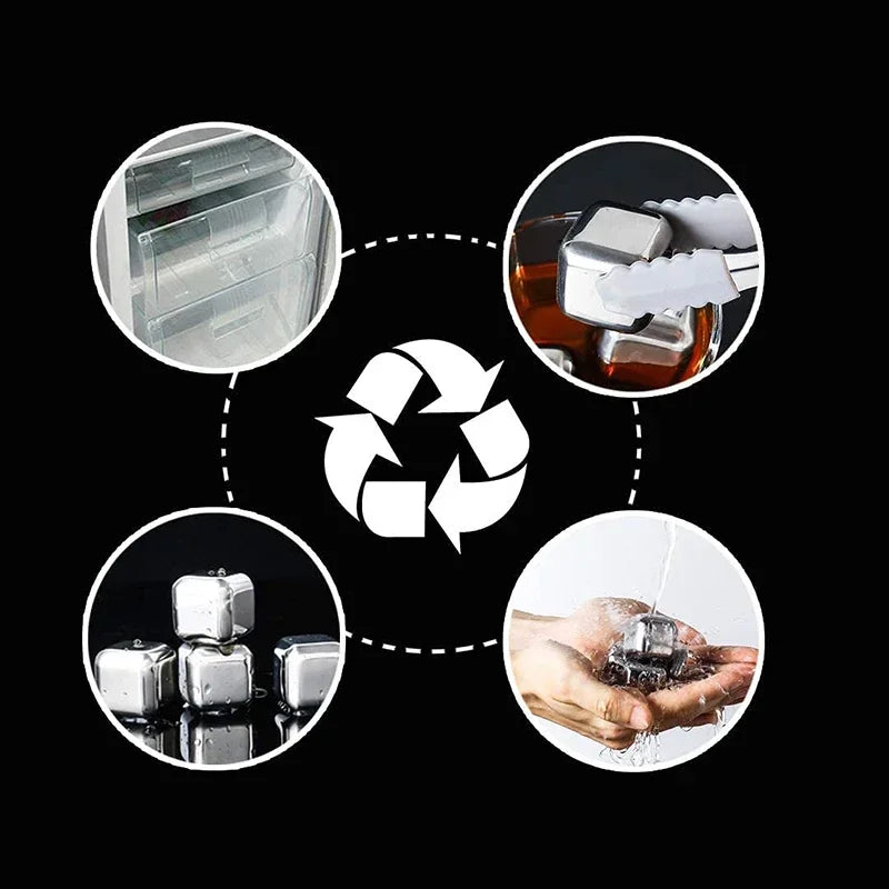 Stainless Steel Whiskey Stones | Reusable Ice Cubes for Whisky & Wine