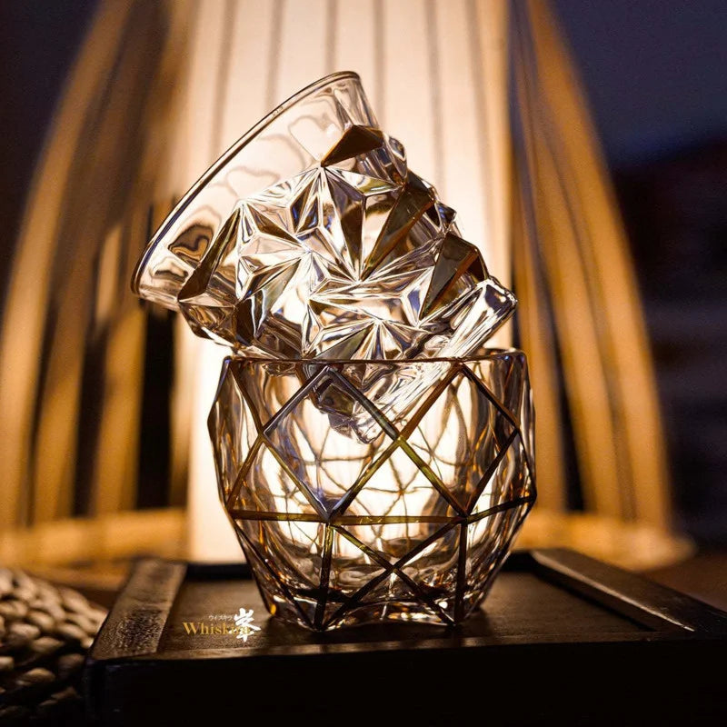 Gold Line Whiskey Tumbler Set | Premium Crystal Barware