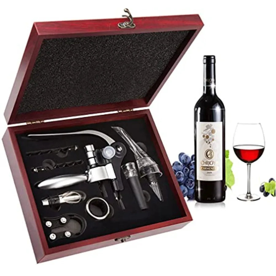 Wine Opener & Corkscrew Gift Set with Luxury Wooden Case