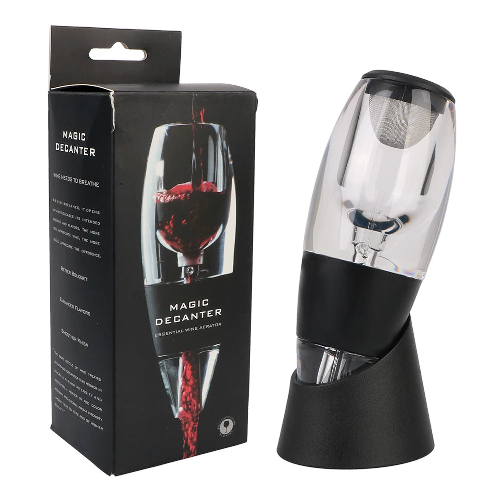 Black Magic Decanter with packaging on a white background