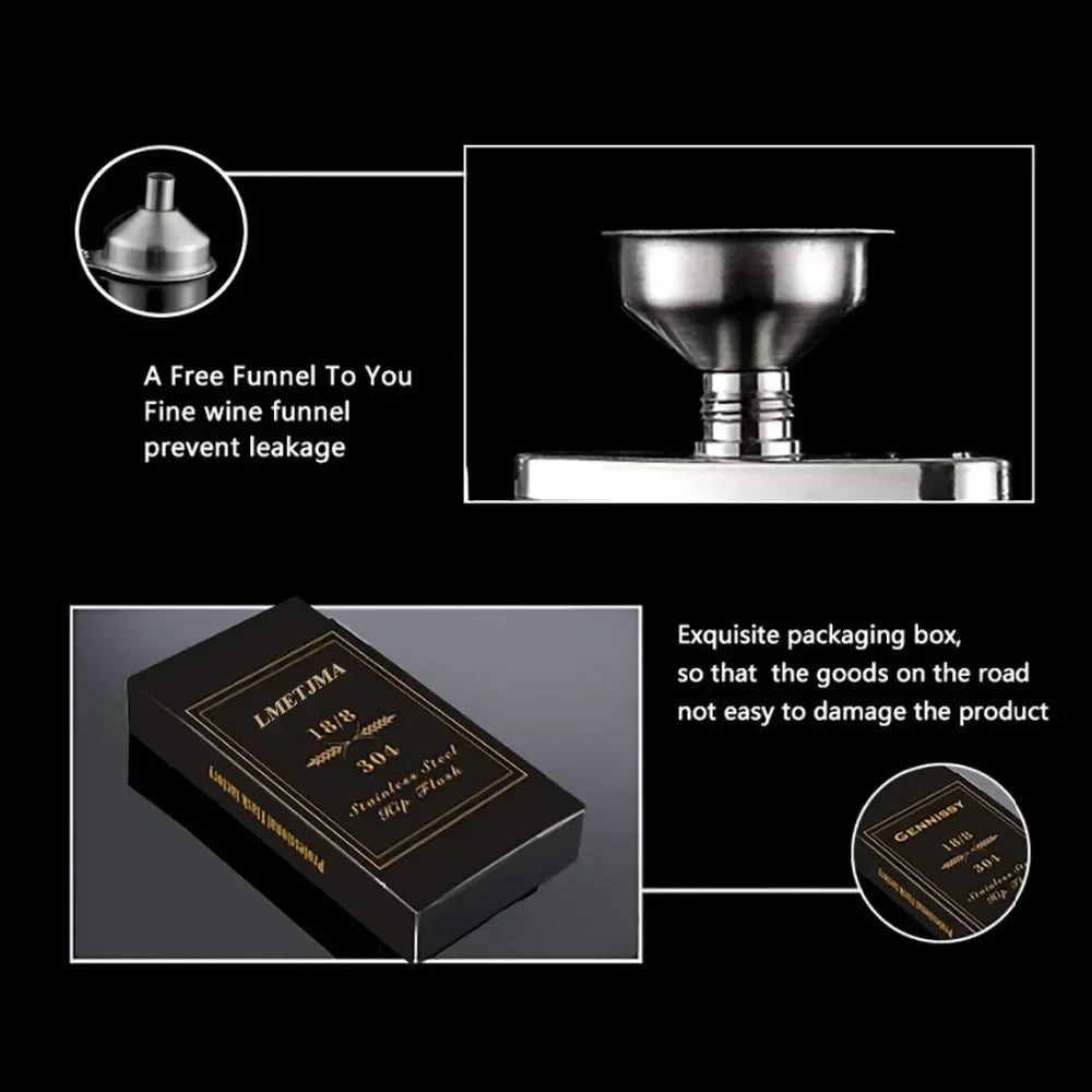 Stainless Steel Hip Flask with Funnel – Choose Your Size
