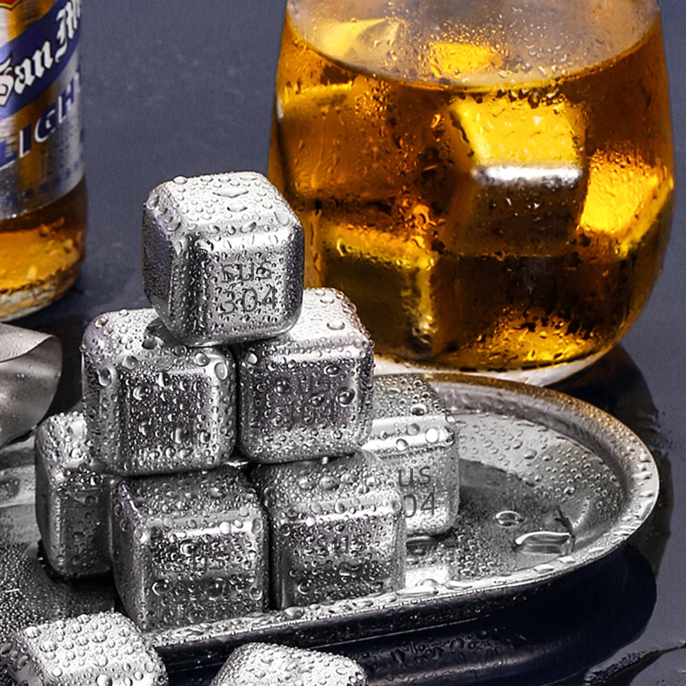 Stainless Steel Whiskey Stones | Reusable Ice Cubes for Whisky & Wine