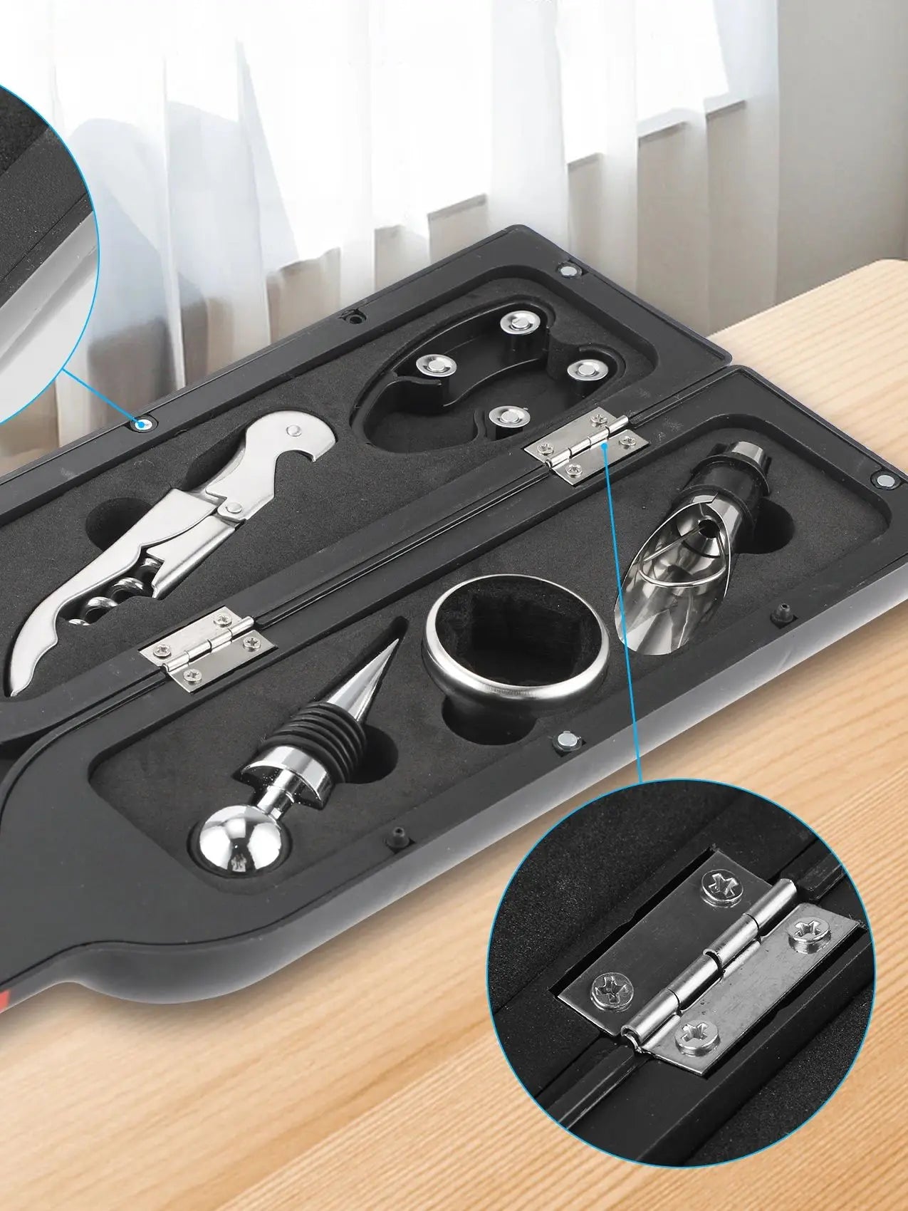 5-Piece Wine Accessory Gift Set | Corkscrew & Bottle-Shaped Case