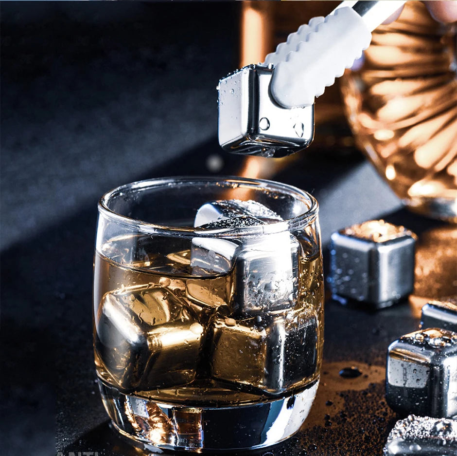 Stainless Steel Whiskey Stones | Reusable Ice Cubes for Whisky & Wine