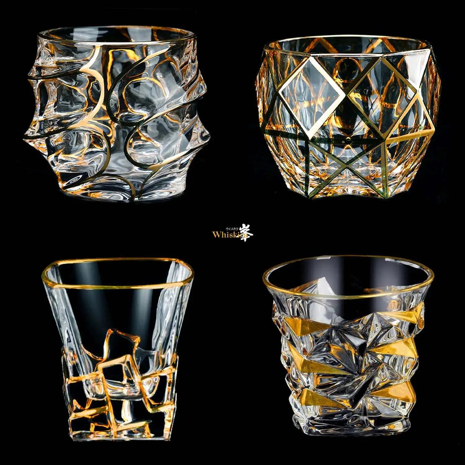 Gold Line Whiskey Tumbler Set | Premium Crystal Barware