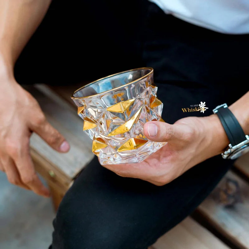 Gold Line Whiskey Tumbler Set | Premium Crystal Barware