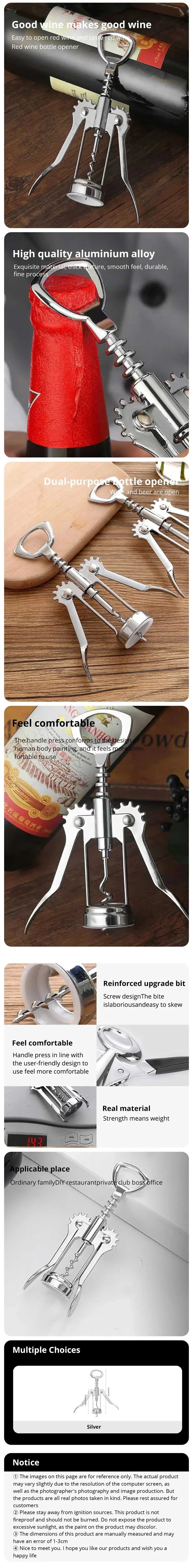 Stainless Steel 2-in-1 Wine & Beer Bottle Opener