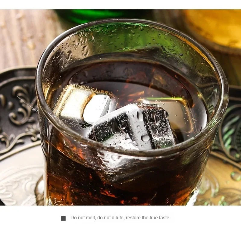 Stainless Steel Whiskey Ice Cubes - Reusable Chilling Stones with Tong