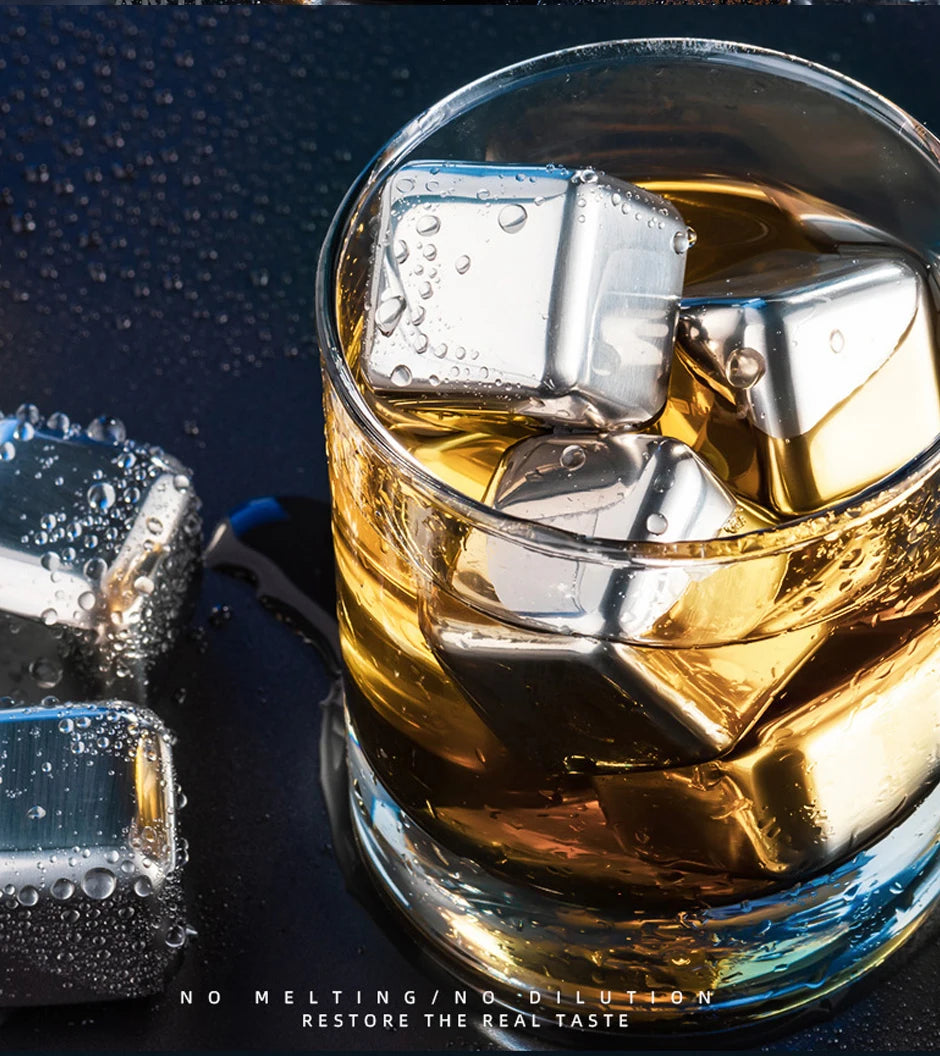 Stainless Steel Whiskey Stones | Reusable Ice Cubes for Whisky & Wine