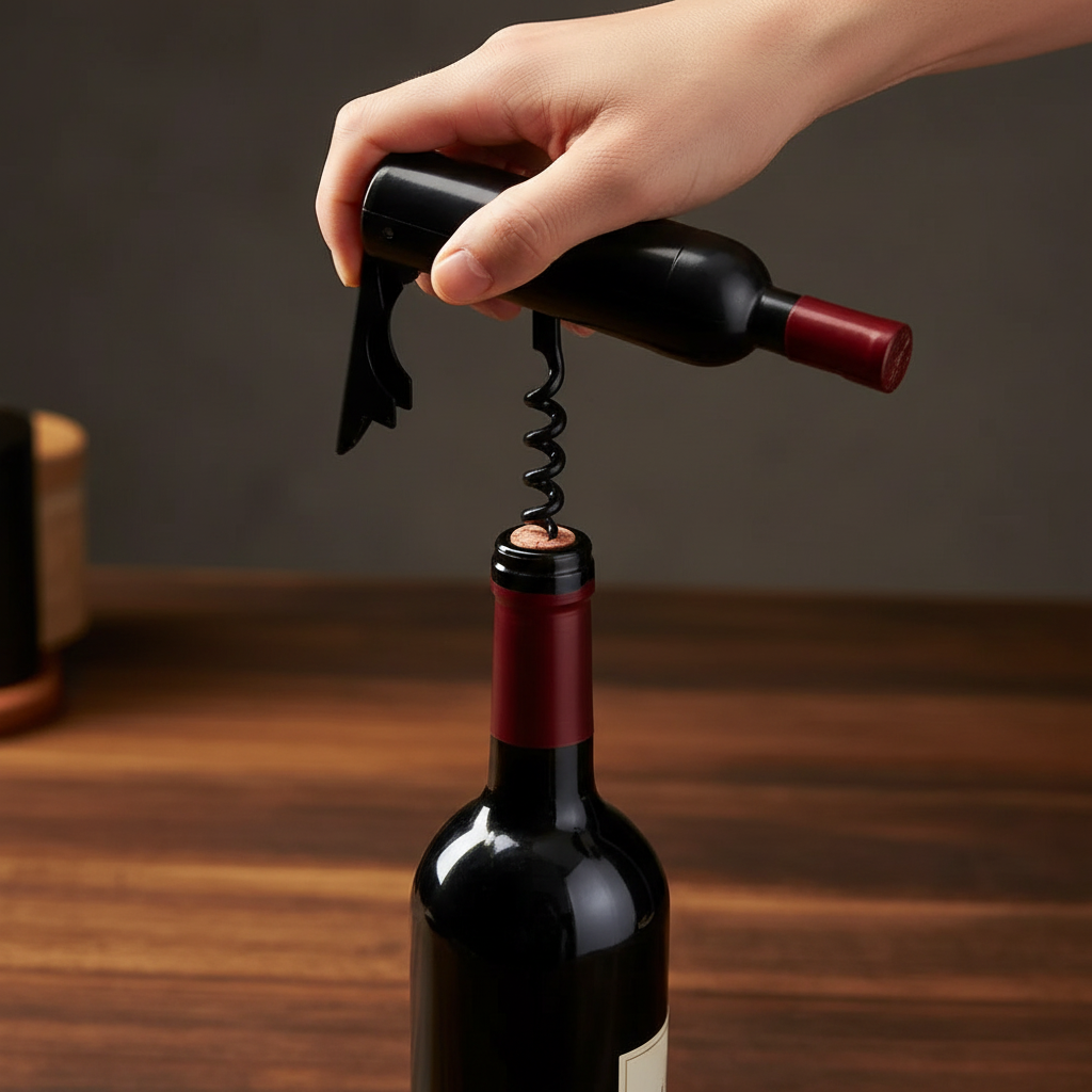 Corkscrew Opening Wine Bottle